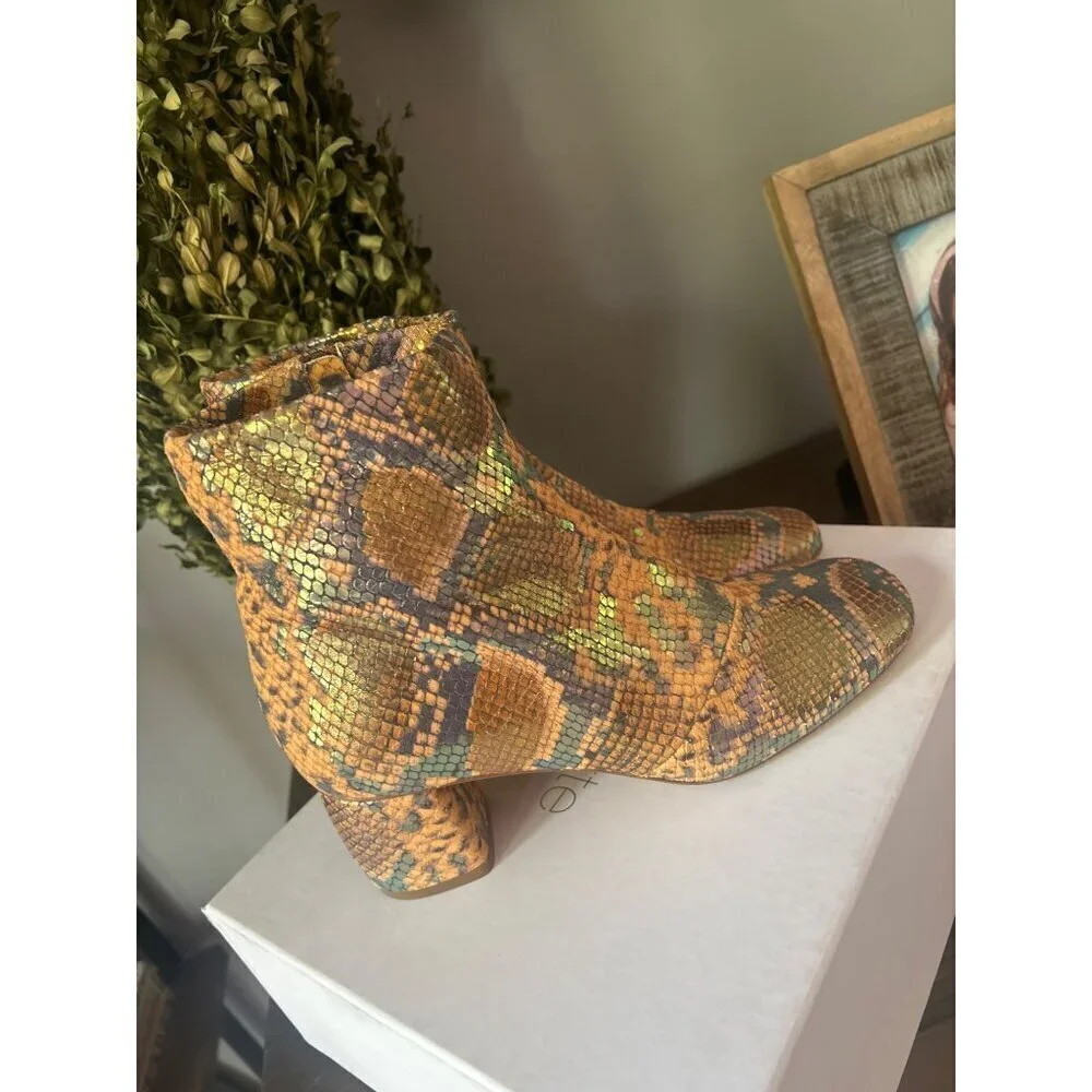 Forte Forte Chic Printed Snakeskin Leather Ankle Boots Caju Womens Size 41 US 9.